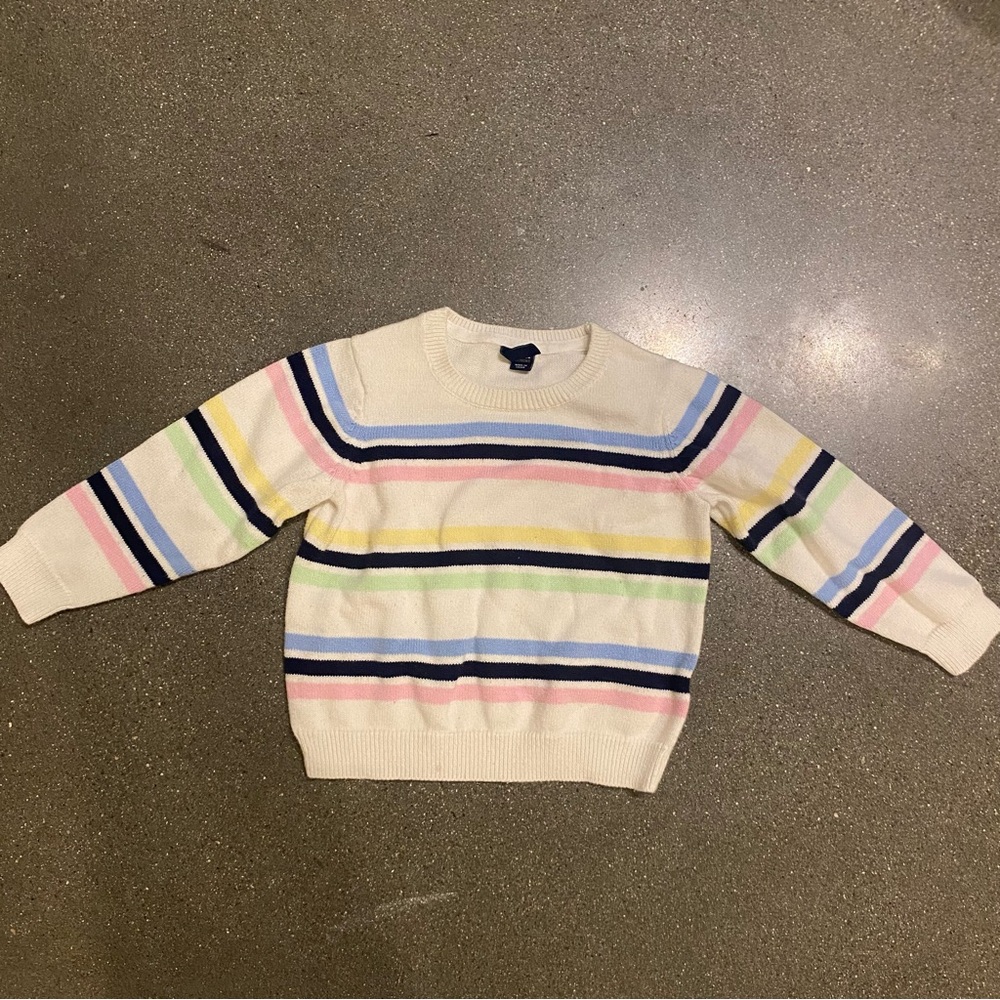 Janie and Jack Girls 18-24 months knit sweater Multicolor stripe‎ cotton preppy